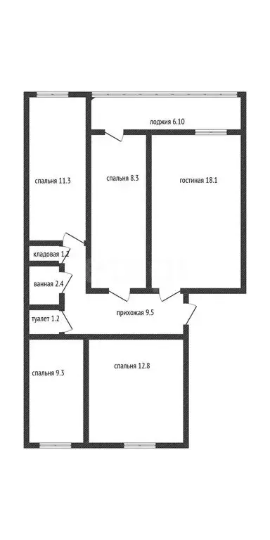 4-комнатная квартира: Энем, Красная улица, 22 (79.8 м) - Фото 1