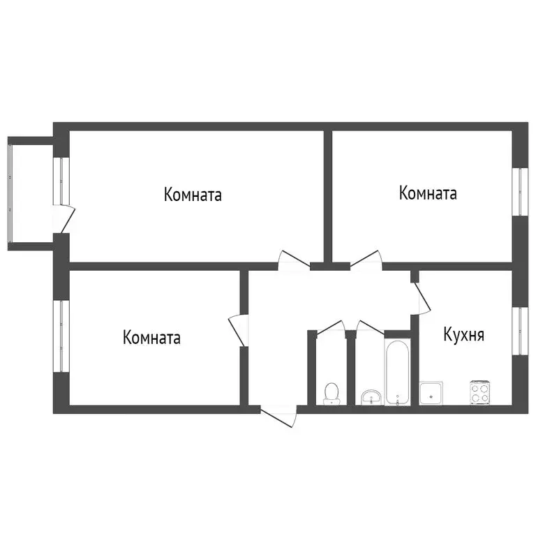 3-комнатная квартира: Тобольск, 6-й микрорайон, 19 (59.6 м) - Фото 0