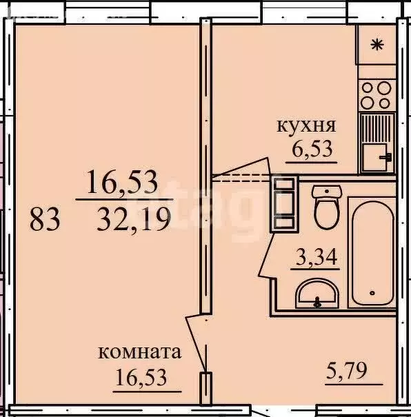 1-комнатная квартира: Курган, жилой район Заозёрный, 8-й микрорайон, 6 ... - Фото 1