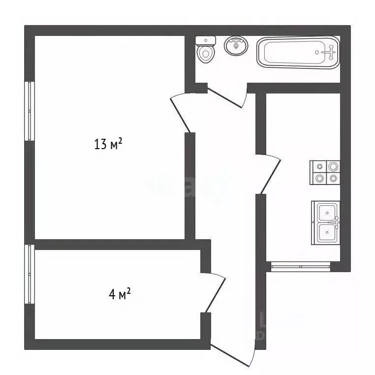 1-к кв. Владимирская область, Ковров Первомайская ул., 17 (17.4 м) - Фото 2