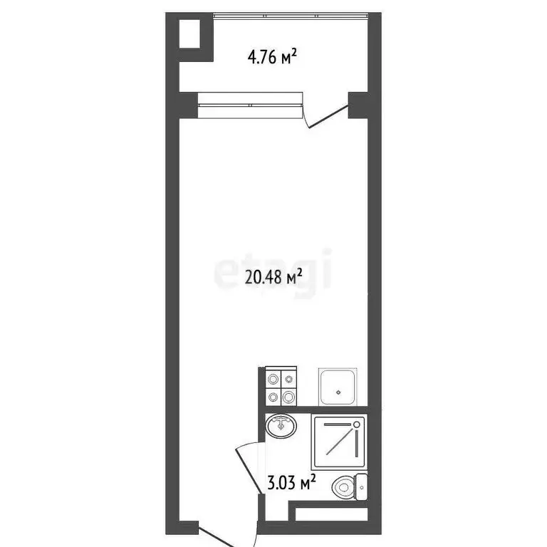 Квартира-студия: Коктебель, Арматлукская улица, 2к4 (28.27 м) - Фото 1