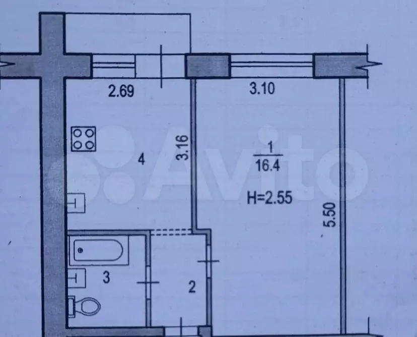 1-к. квартира, 30,5 м, 4/9 эт. - Фото 0