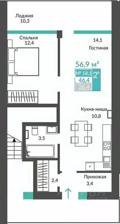 2-к кв. Крым, Алушта муниципальный округ, с. Виноградное ул. Сусловой, ... - Фото 1