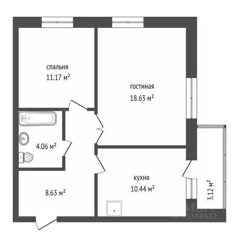 2-к кв. Красноярский край, Красноярск Телевизорный пер., 5А (53.3 м) - Фото 2