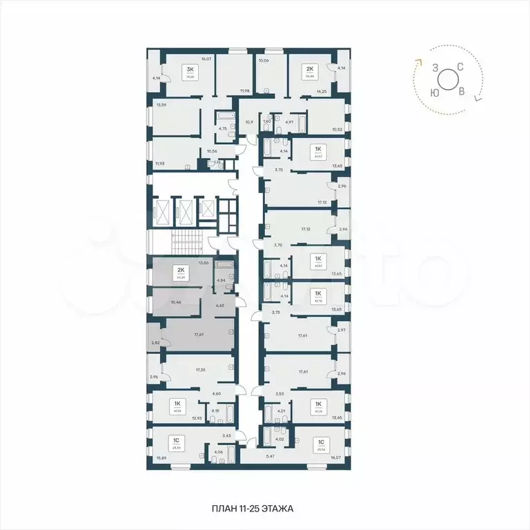2-к. квартира, 56,2 м, 21/25 эт. - Фото 1