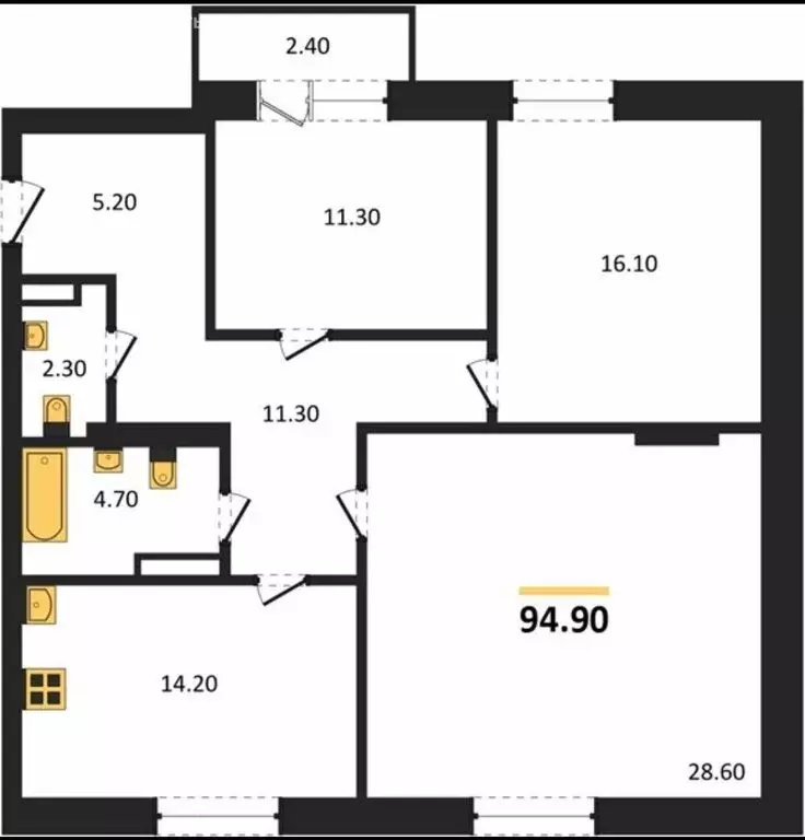 3-комнатная квартира: Самара, улица Максима Горького, 27/2 (94.9 м) - Фото 1