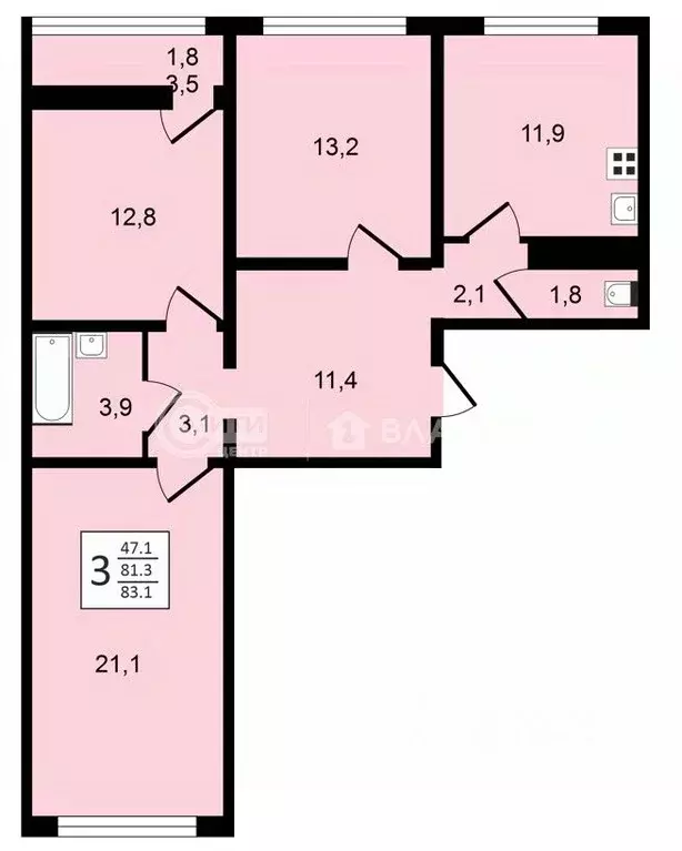 3-к кв. Воронежская область, Воронеж ул. Пескова, 6 (83.1 м) - Фото 0