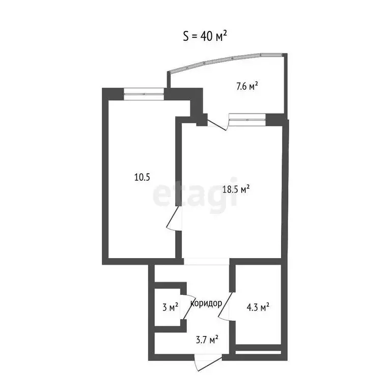 1-комнатная квартира: Тюмень, улица Станислава Карнацевича, 4 (40 м) - Фото 1