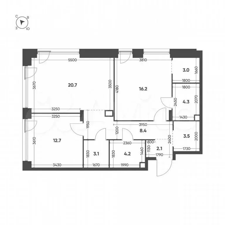 2-к. квартира, 78,2 м, 2/13 эт. - Фото 1