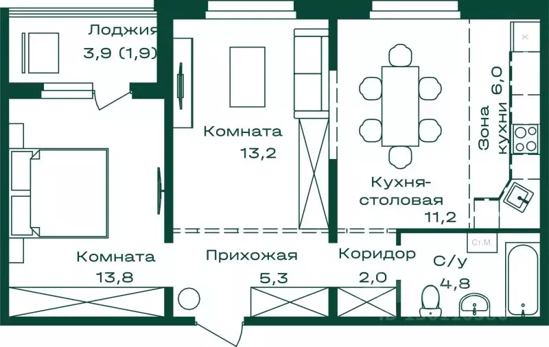 2-к кв. Алтай, Майминский район, с. Майма Алтайская ул., 2к7 (58.2 м) - Фото 1