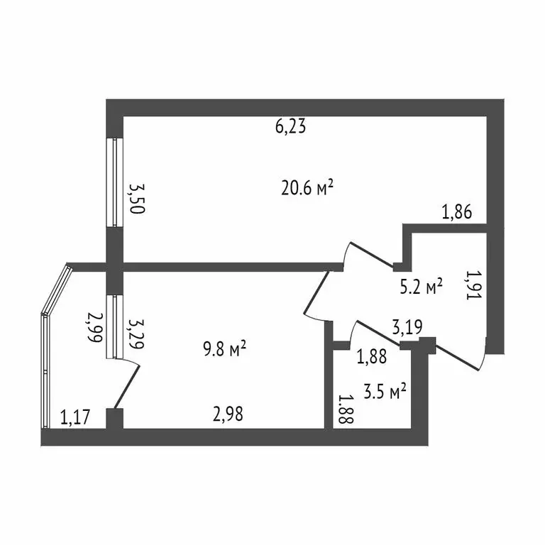 1-комнатная квартира: Благовещенск, улица 50 лет Октября, 106/1 (42 м) - Фото 1