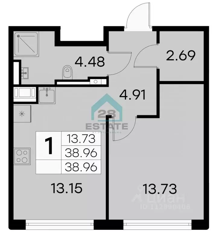 1-к кв. Санкт-Петербург ул. Челюскина, 10 (38.96 м) - Фото 2