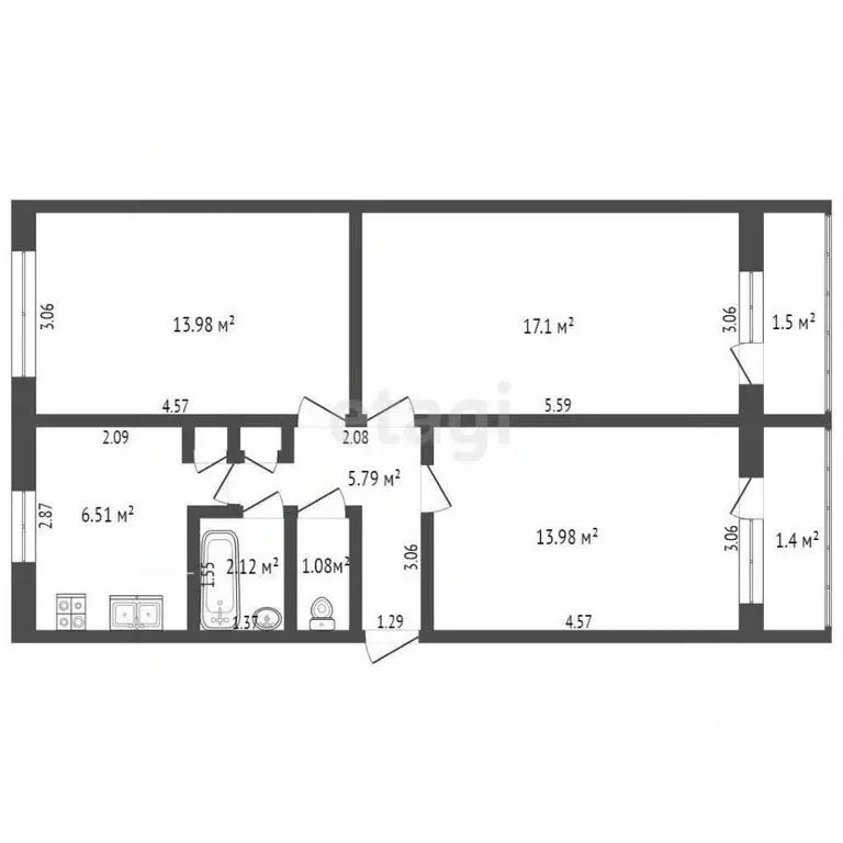 3-к кв. Мордовия, Саранск ул. Пушкина, 44 (64.0 м) - Фото 1