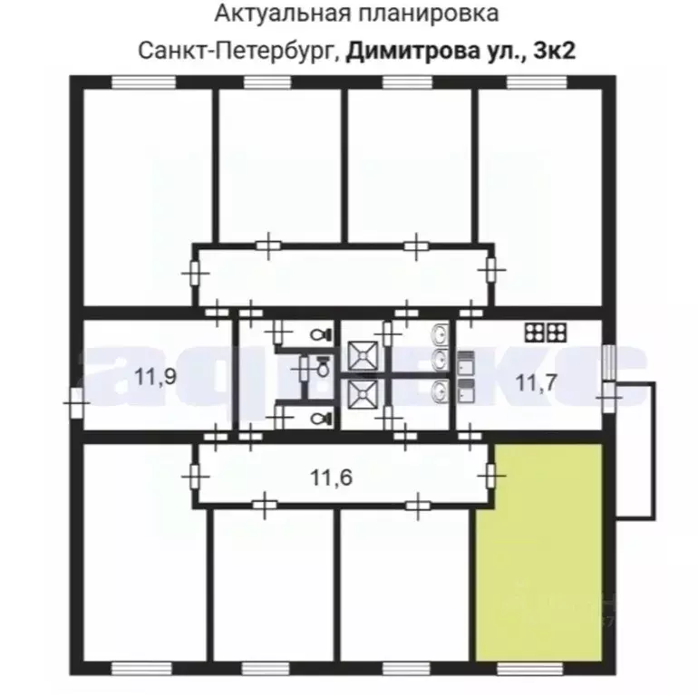 Комната Санкт-Петербург ул. Димитрова, 3К2 (18.0 м) - Фото 2