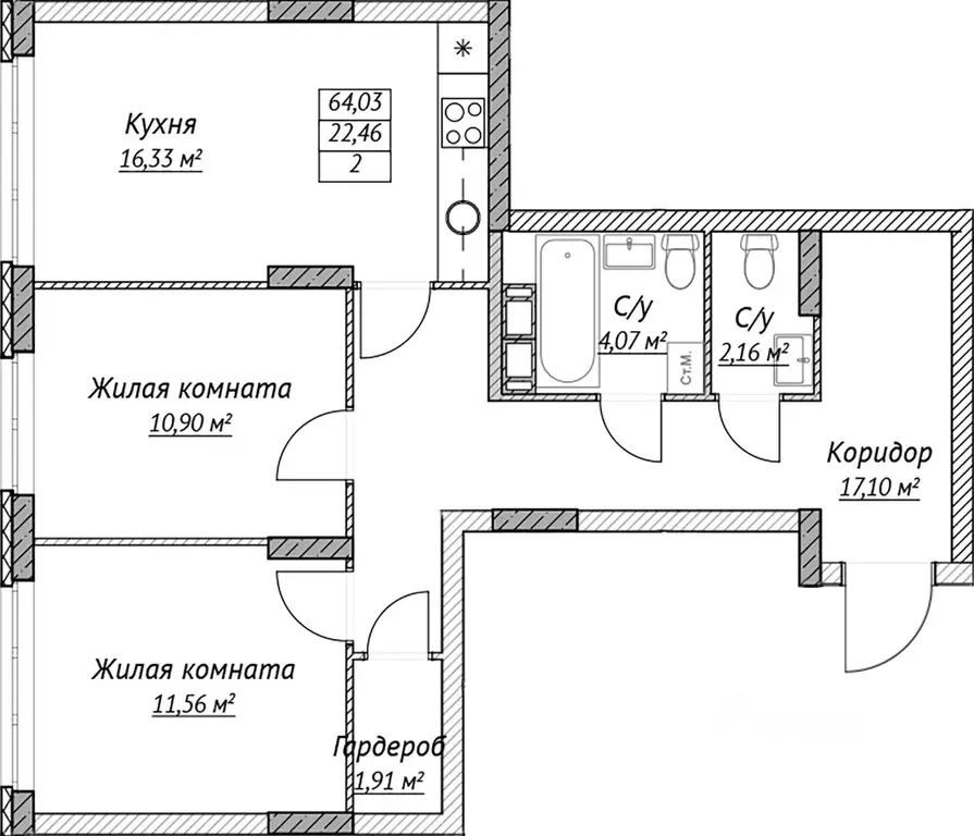 2-к кв. Нижегородская область, Нижний Новгород Сахарный Дол жилой ... - Фото 1