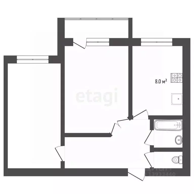 2-к кв. Тюменская область, с. Армизонское ул. Кондратьева, 9 (43.6 м) - Фото 2