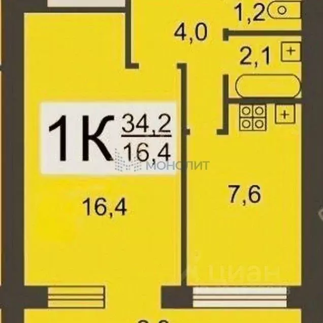 1-к кв. Нижегородская область, Нижний Новгород ул. Куйбышева, 4 (34.2 ... - Фото 2