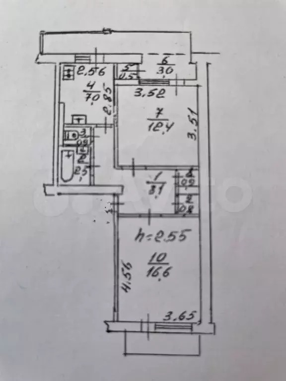 2-к. квартира, 55 м, 5/5 эт. - Фото 0