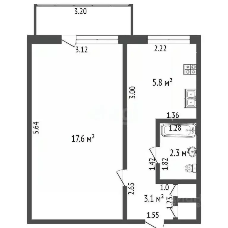 2-к кв. Калининградская область, Калининград Тихорецкая ул., 45 (30.7 ... - Фото 2