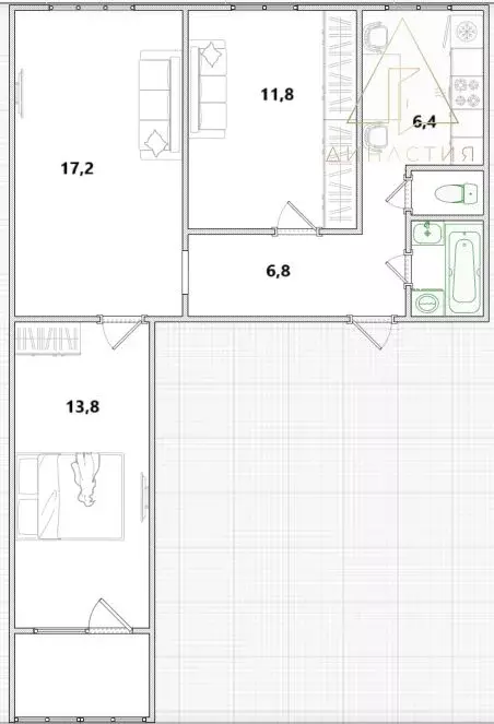 3-к кв. Башкортостан, Уфа Баязита Бикбая ул., 35 (62.7 м) - Фото 1