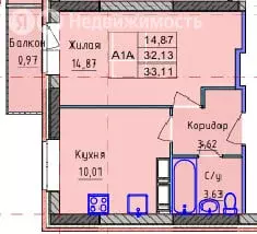 1-комнатная квартира: Ярославль, Пашуковская улица, 9к2 (33.11 м) - Фото 2