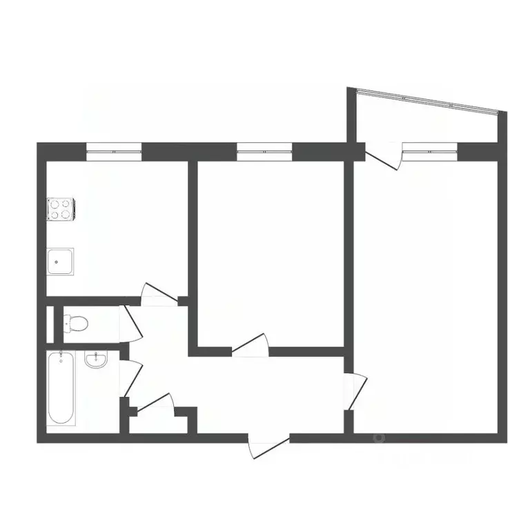 2-к кв. Тюменская область, Тюмень ул. Домостроителей, 14 (50.0 м) - Фото 0