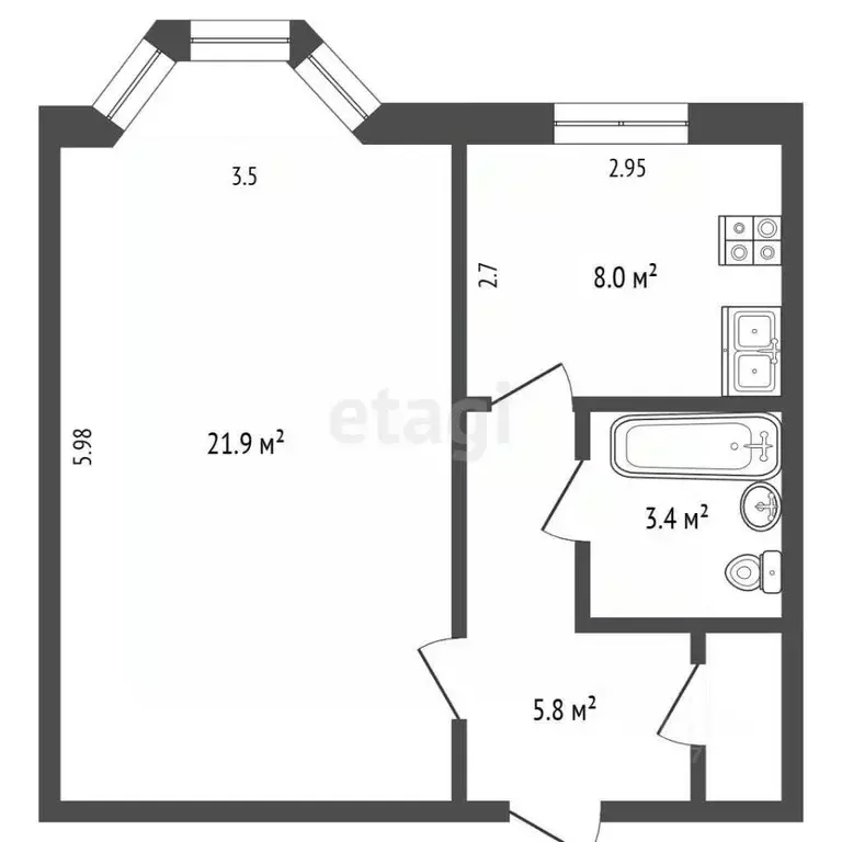 1-к кв. Ямало-Ненецкий АО, Новый Уренгой Молодежная ул., 11 (39.2 м) - Фото 2