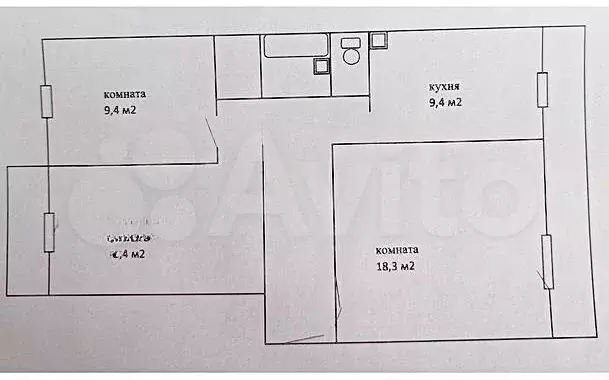 3-к. квартира, 68 м, 8/9 эт. - Фото 0