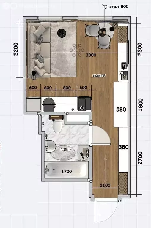 Квартира-студия: Екатеринбург, Сибирский тракт, 24Д (23.8 м) - Фото 1