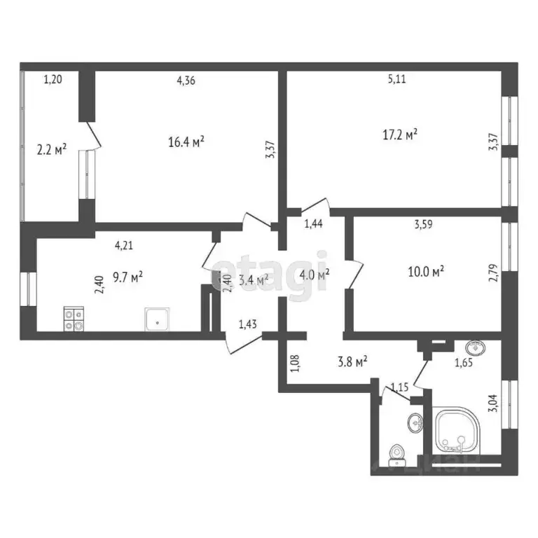 3-к кв. Севастополь ул. Колобова, 18/1 (75.3 м) - Фото 1