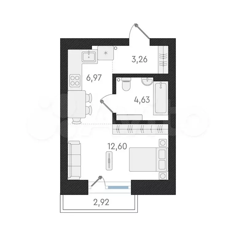1-к. квартира, 27,5 м, 5/8 эт. - Фото 0