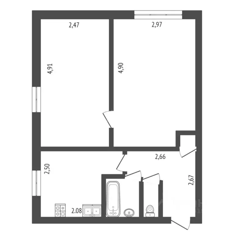 2-к кв. Тюменская область, Тюмень Волгоградская ул., 107 (40.0 м) - Фото 1