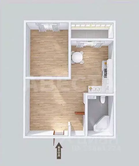 Студия Омская область, Омск ул. Крупской, 13/1 (39.0 м) - Фото 2