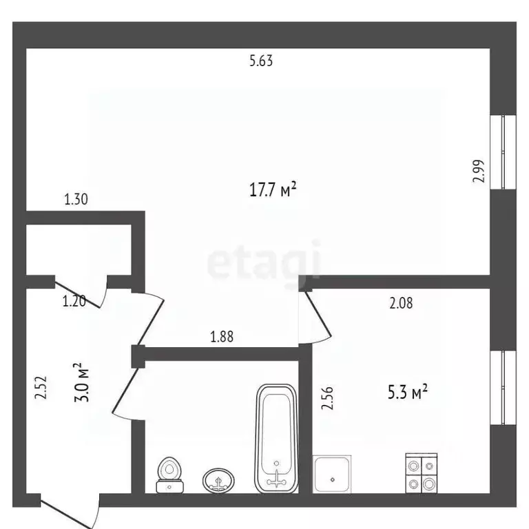 1-к кв. Тюменская область, Тюмень Тульская ул., 7 (29.6 м) - Фото 1