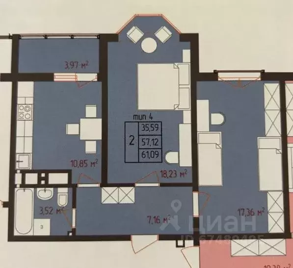 2-к кв. Краснодарский край, Анапа ш. Супсехское, 39к15 (62.0 м) - Фото 2