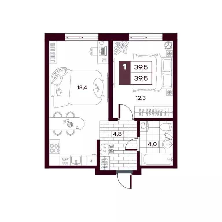 1-к кв. Тюменская область, Тюменский муниципальный округ, д. Дударева ... - Фото 1