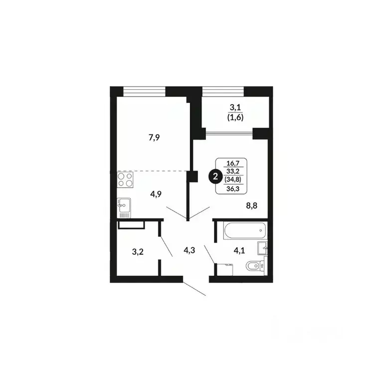 2-к кв. Кировская область, Киров Хлебозаводской проезд, 2 (34.8 м) - Фото 0