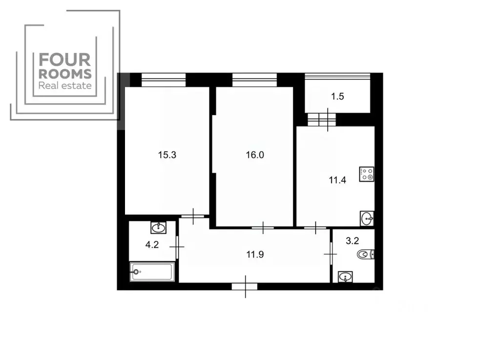 2-к кв. Санкт-Петербург наб. Реки Смоленки, 3к1 (62.0 м) - Фото 2