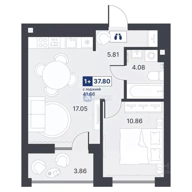1-к кв. Тюменская область, Тюмень ДОК мкр, ул. Рылеева, 31 (37.8 м) - Фото 1