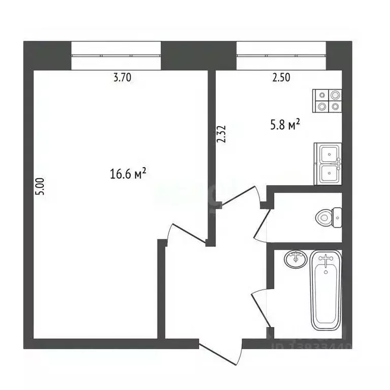 1-к кв. Тюменская область, Тюмень Широтная ул., 59 (29.0 м) - Фото 1