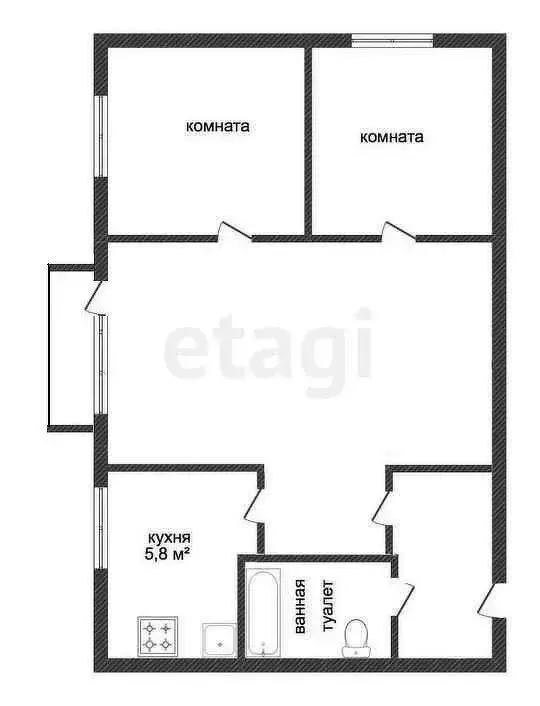 3-комнатная квартира: Абакан, улица Ивана Ярыгина, 20 (40.6 м) - Фото 0