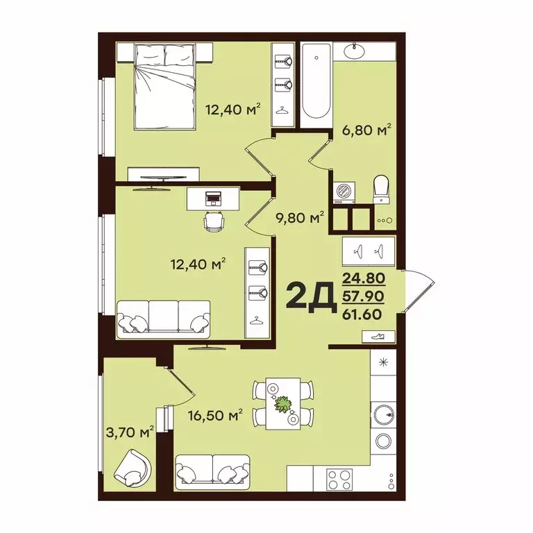 2-комнатная квартира: Владимир, улица Чайковского, 7 (61.6 м) - Фото 0