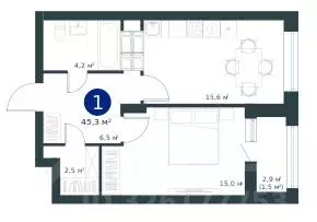 1-к кв. Воронежская область, Воронеж ул. Ворошилова, 19 (45.3 м) - Фото 1
