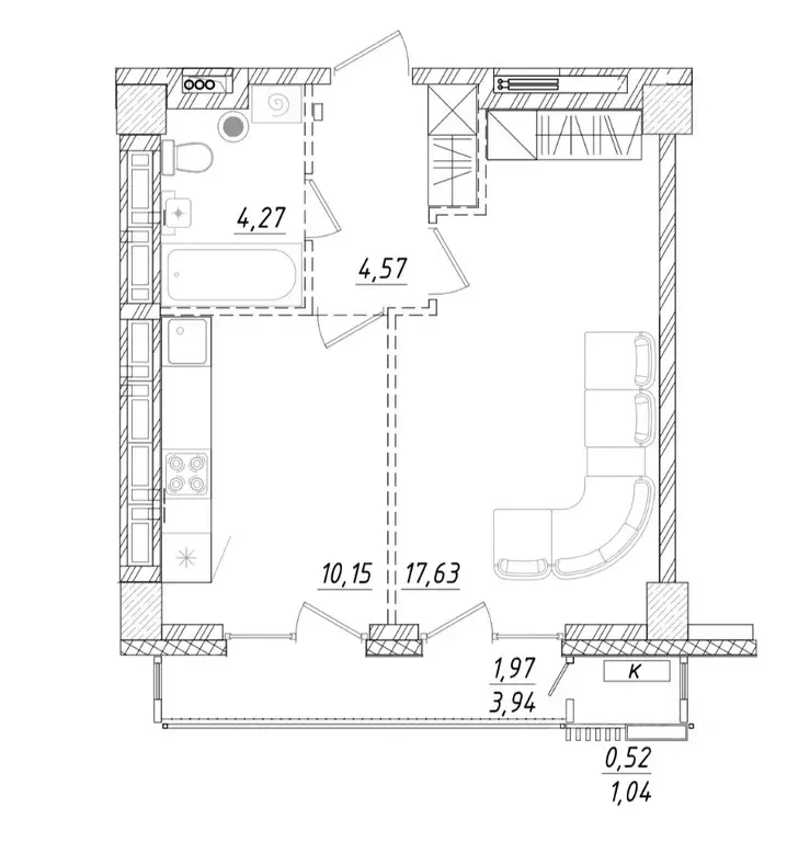 1-к кв. Приморский край, Владивосток ул. Достоевского (39.11 м) - Фото 1