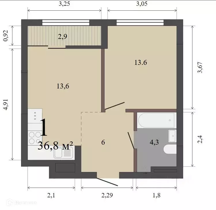 Продаётся 1-к квартира, 36.8 м - Фото 0