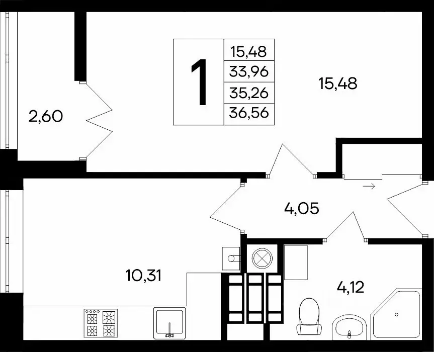 1-к кв. Крым, Евпатория  (36.56 м) - Фото 1