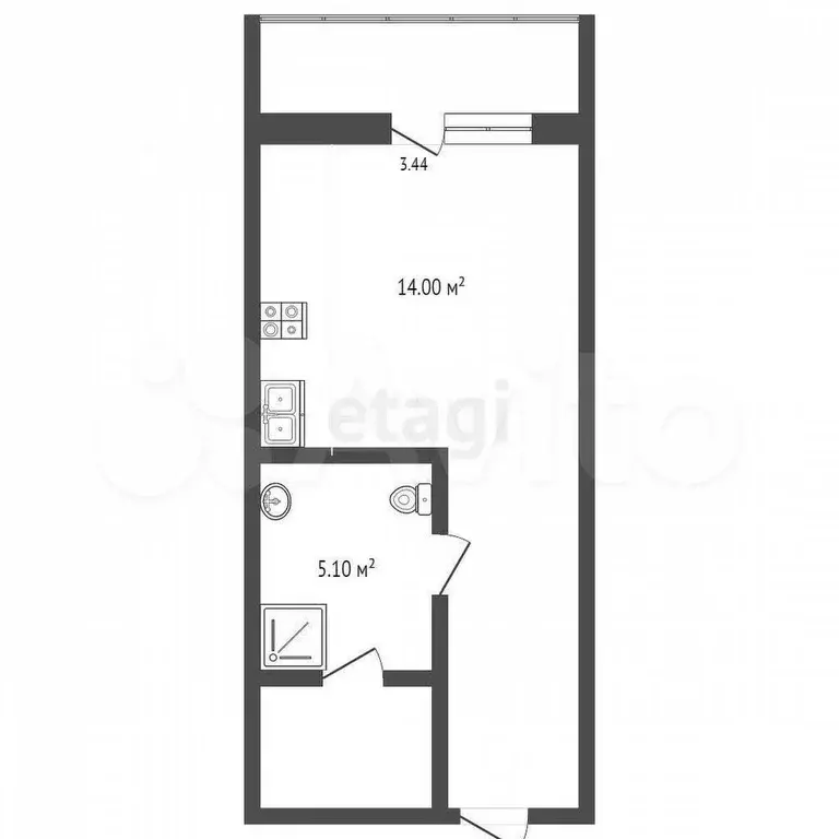 Квартира-студия, 24,2 м, 15/17 эт. - Фото 0