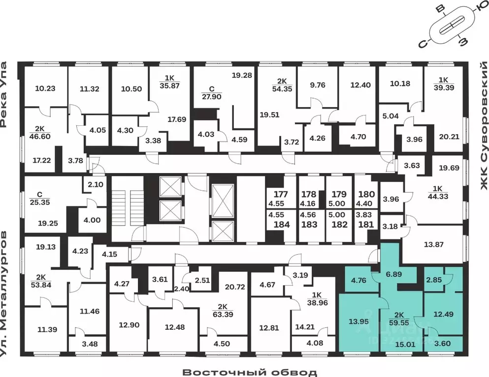 2-к кв. Тульская область, Тула ул. Академика Насоновой, 18А (59.55 м) - Фото 2