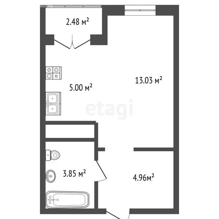 Квартира-студия: Екатеринбург, Походная улица, 14 (28.08 м) - Фото 1