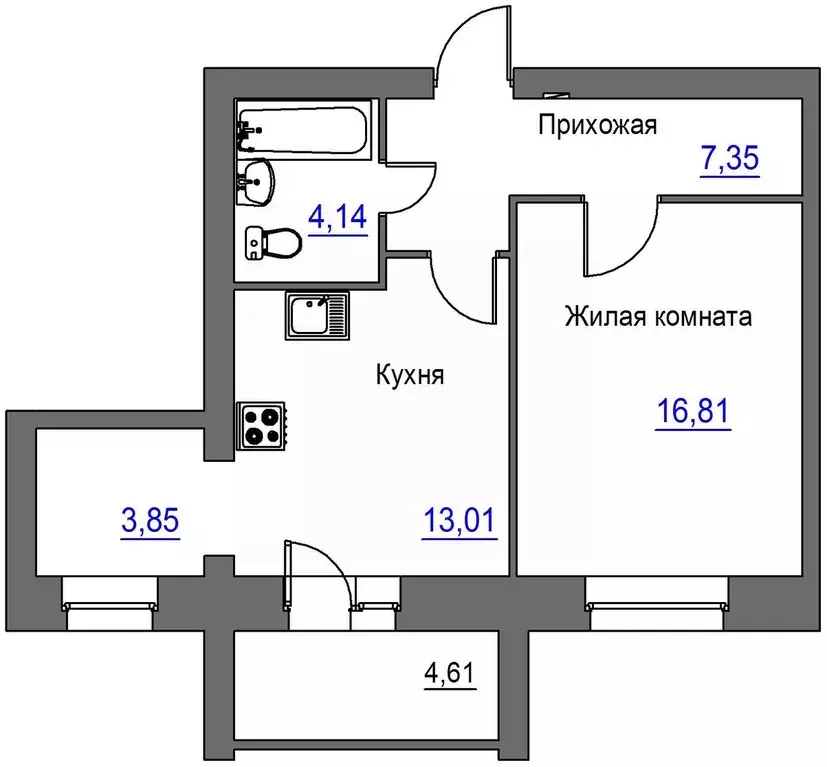 1-к кв. Орловская область, Орел  (47.47 м) - Фото 1